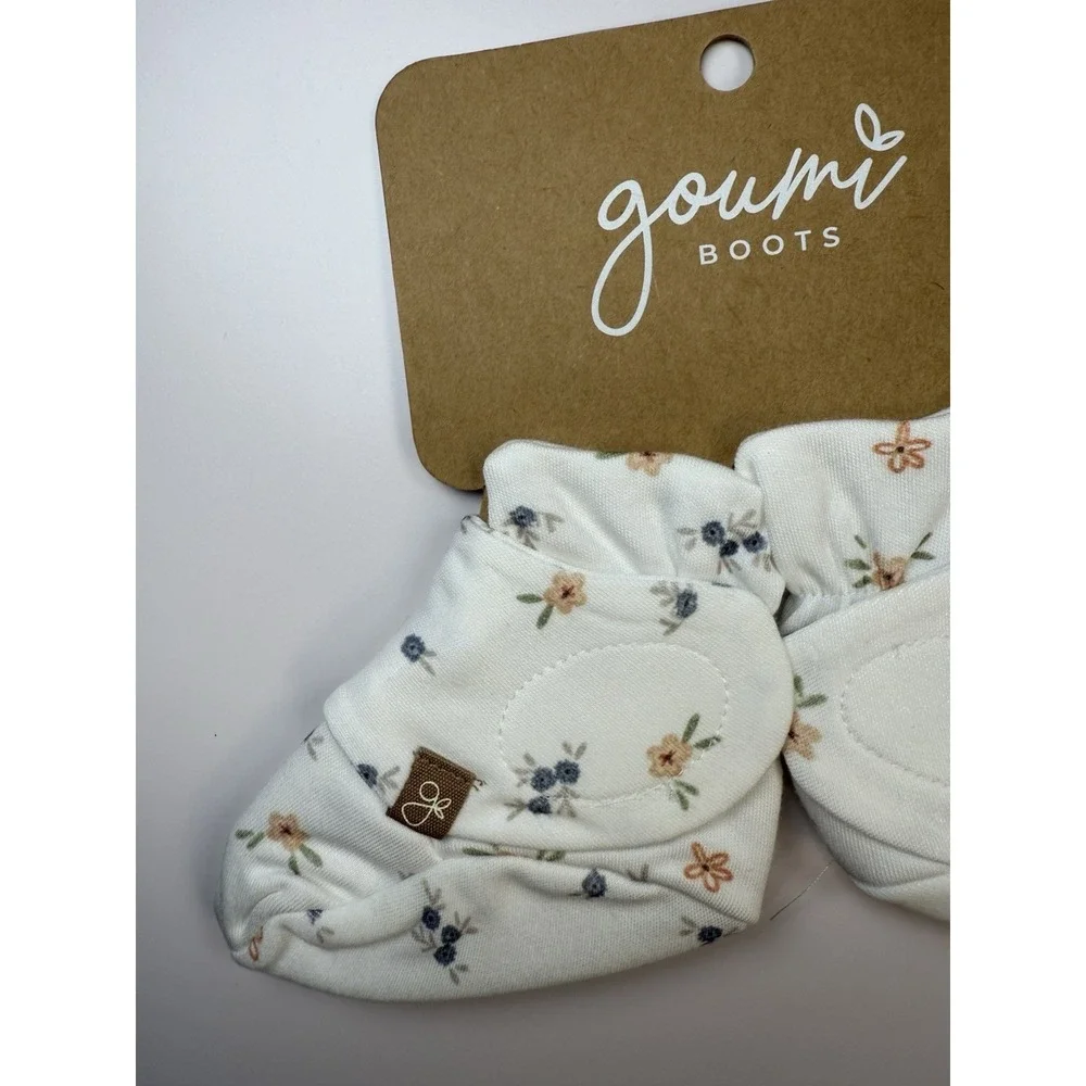 Goumi Kids Soft Stay-On Baby Boots Infant‎ Booties, 0-3M, Floral NWT